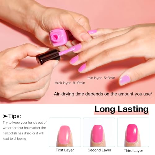 Morovan Fingernail Nail Polish Set: 15 Color Burgundy Red Fall Fingernail Polish Pink Air dry Regular Quick dry Nail Polish Pack 0.25oz Nail Polish Kit Gift for Women - Thumbnail 4