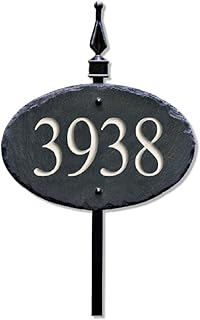 CARVED SLATE House Numbers Address Sign/LAWN STAKE/Driveway Stone Marker/Plaque post