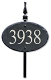 CARVED SLATE House Numbers Address Sign/LAWN STAKE/Driveway Stone Marker/Plaque post