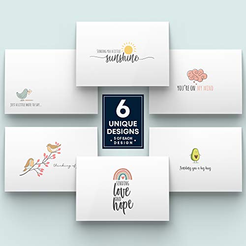 Dessie 30 Fun Thinking Of You Cards With Envelopes. 30 4X6 Inch Note Cards With Envelopes Set - Blank Inside. 6 Unique Designs. Assorted Color Envelopes And Gold Seals. Sturdy Storage Box #TOP1