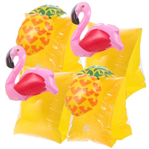 LIOOBO Inflatable Arm Floaties: 2 Pairs Flamingo Pineapple Water Wings for Children, Cute Swim Armbands Float Sleeves for Swimming Training Pool Party