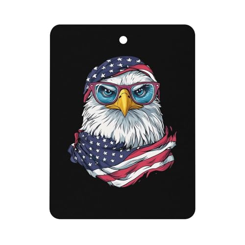 USA Flag Bald Ea-gle Car Air Freshener Hanging Aromatherapy Tablets for Car Accessories Square