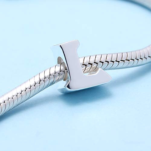 Alphabet Charms Fit Pandora Charms Bracelet 925 Sterling Silver Letter Initial A-Z Beads For Christmas Mothers Gifts (L) #TOP2