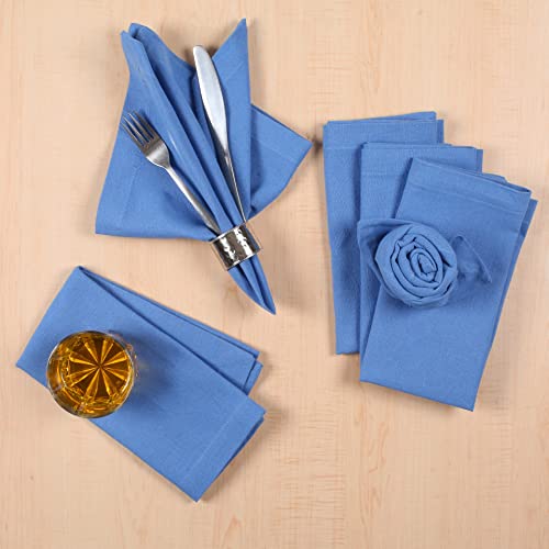 Cloth Dinner Napkins, Cotton Dinner Napkin, Light Blue Napkin Set Of 12, Reusable Machine Washable Napkin For Farmhouse, Living Room, Christmas, New Year, Family Gathering, 18X18 Inch #TOP1