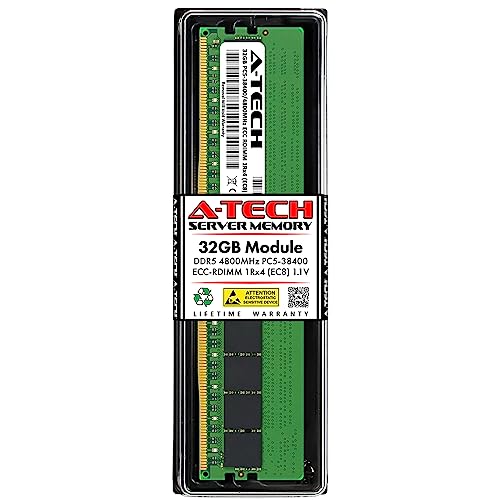 A-Tech 32GB 4800MHz DDR5 RAM module โ A-Tech 32GB RAM for Lenovo ThinkSystem SR630 V3, SR635 V3, SR645 V3, SR650 V3, SR655 V3, SR850 V3, SR860 V3, WR5220 G3 | DDR5 4800MHz PC5-38400 EC8 RDIMM 1Rx4 ECC Registered Server Memory Upgrade