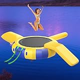 Équipé d'une échelle en corde amovible : ce trampoline gonflable est livré avec une échelle en corde amovible, un sac de saut, un toboggan et une bouée. Accédez facilement au trampoline d'eau tout en profitant du plaisir dans la piscine, le lac ou l'océan. Plusieurs poignées renforcées améliorent la mobilité, ce qui en fait un excellent ajout à vos activités de loisirs de plein air. Parfait pour s'amuser en famille et les réunions d'été