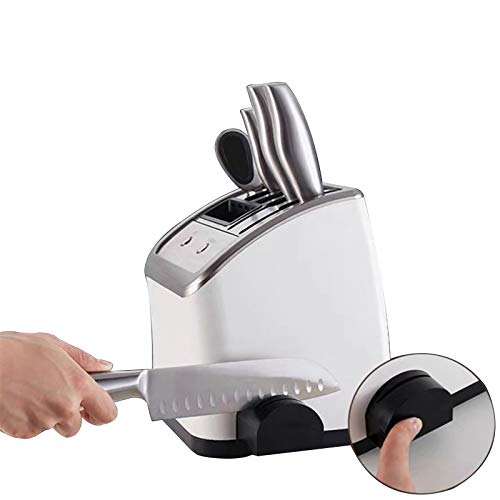 Bloc Couteau Vides, Bloc Couteau Universel Vide avec Taille-crayon, Support de Couteaux avec Fonction de Désinfection et de Séchage, avec Fentes pour Ciseaux et Vaisselle