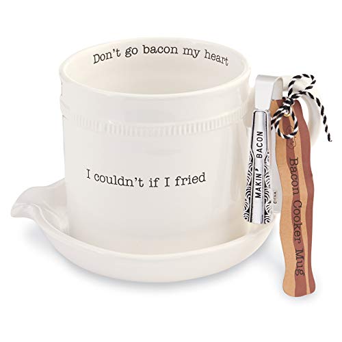 Image of Mud Pie Circa Bacon Cooker Set, cooker 5 1 /4 inch x 7 inch | tongs 4 1 /2 inch