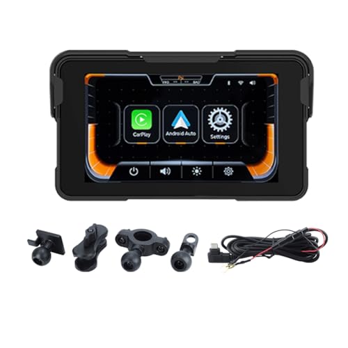 Fangxuee Pantalla de Navegación Digital Portátil para Motocicleta con CarPlay Moto Android Auto de 5.0 Pulgadas y Navegación Inalámbrica para Motocicleta.