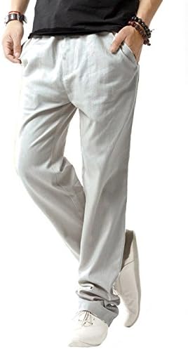 SIR7 Men's Linen Casual Lightweight Drawstrintg Elastic Waist Summer Beach Pants Light Grey 2L