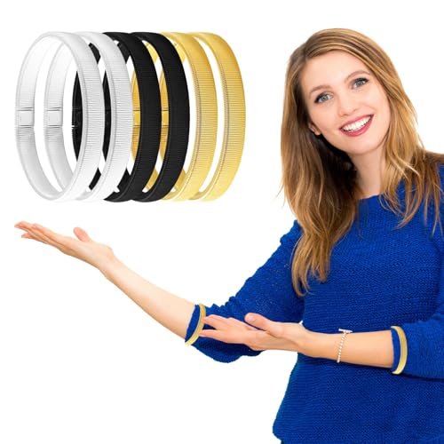 Nuqin Sleeve Garters,6 Pcs Garter,Arm Sleeves Men Comfortable,Shirt Sleeve Holders for 3 Colors,Sleeve Garters Women for Clothing Keeper | One Size Fits Most(Gold x 2+Silver x 2+Black x 2)