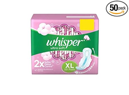 Whisper Ultra Soft Sanitary Pads for women(Large, 50)