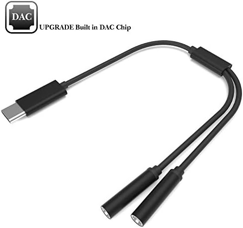 USB C to 3.5mm Audio Headphone Stereo Connector, XIIVIO Type C to 3.5mm Aux Microphone Female Adapter with Female Audio Splitter Cable Compatible with Google Pixel 3 / 2 /XL,HTC,iPad Pro 2018 and More