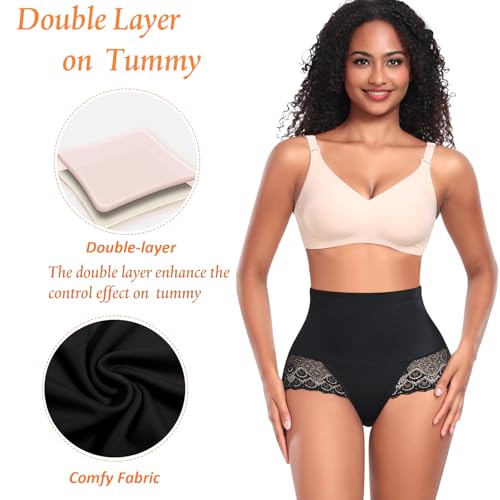 Image of Werena Tummy Control Shapewear Panties for Women High Waisted Shaping Underwear Lace Body Shaper Girdle