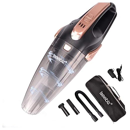 Aspiradora de Mano sin cable Iseebiz ,Aspirador de Seco y Húmedo,Aspiradora Portátil 8500PA Aspiradora potente con Filtro de Acero Inoxidable, Luz LED