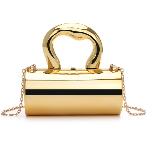 Image of Acrylic Clutch Bag, Acrylic Purse for Women with Removable Strap and Lift-Up Lock, Gold Clutch Purses for Women