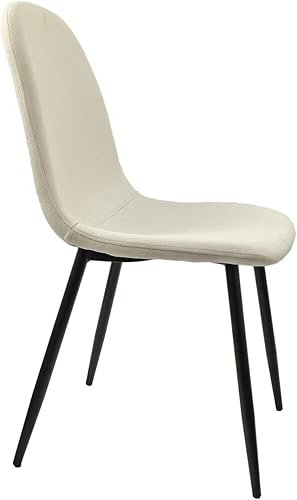 Miniatura 7 de Juego de 4 sillas de comedor con forma de cuchara sin brazos con asiento de cojín de tela de gamuza y patas de metal negro para comedor y cocina,