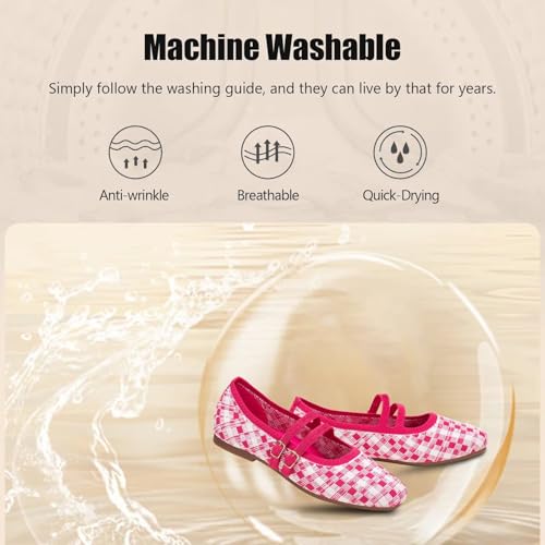Image of Frank Mully Women's Flats Square Toe Mary Jane Shoes Ballet Flats with Strap Comfortable Slip On Knit Shoes Dressy Casual