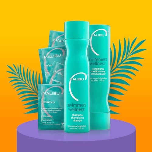 Malibu C Swimmers Wellness Shampoo and Conditioner + Hair Mask Summer Essentials Kit - Adults & Kids Clarifying, Moisturizing, Shine Restoring Hair Care - Protects from Pool Chlorine & Copper, 6 Ct - Image 6