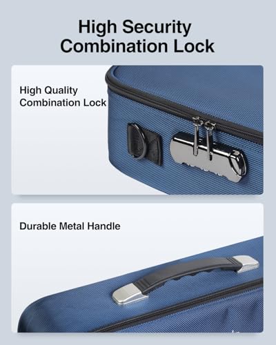 Image of Luxtude Trading Card Storage Box w /Adjustable Dividers, Large Top Loader Card Storage w /Combination Lock, Baseball Sports Cards Case for Toploaders, MTG Carrying Case for Pokemon /TCG /YuGiOh (Blue)