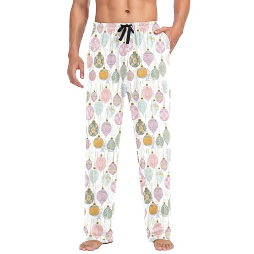 Christmas Baubles Men's Pajamas Pants Cotton Sleep Bottoms Pants Lounge Sleepwear - S