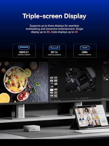 Image of MINISFORUM X1 Lite-255 Mini PC AMD Ryzen 7 255 (8C /16T, Up to 4.9GHz), 64GB DDR5 1TB SSD, USB4 /HDMI /DP 8K@60Hz Video Output, 2.5G LAN, OCuLink, Wi-Fi6E, BT5.2, Radeon 780M, Mini Computers Office Home