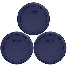 Pyrex 7201-PC 4-Cup Dark Blue Round Food Storage Replacement Lid 3-pack - Made in the USA