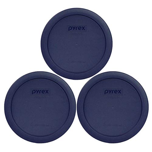 Pyrex 7201-PC 4-Cup Dark Blue Round Food Storage Replacement Lid (3-pack) - Made in the USA by Pyrex - Used condition - US$8.42