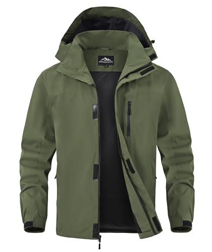 Image of Zoofly Mens Waterproof Hiking Jacket with Hood Windproof Light Weight Windbreaker Outdoor Fishing Raincoat Zipper Pockets