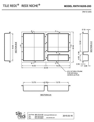 Tile Redi USA RNTH1620S-20D Shower Niche, 32