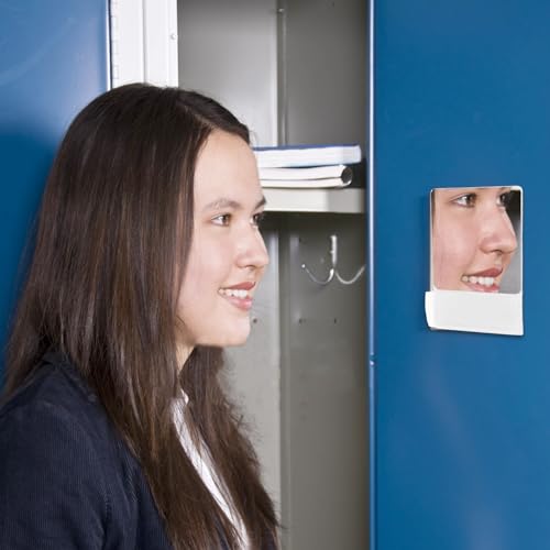Miroir magnétique pour casier en verre véritable avec pochette de rangement - Lot de 2