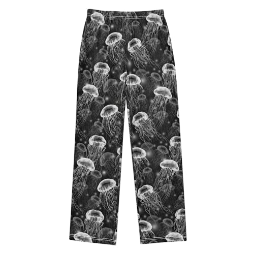 ZZXXB Jellyfish Boys Long Pants Soft Trousers Elastic Waist Kids Lounge Bottoms with Pockets S-XL