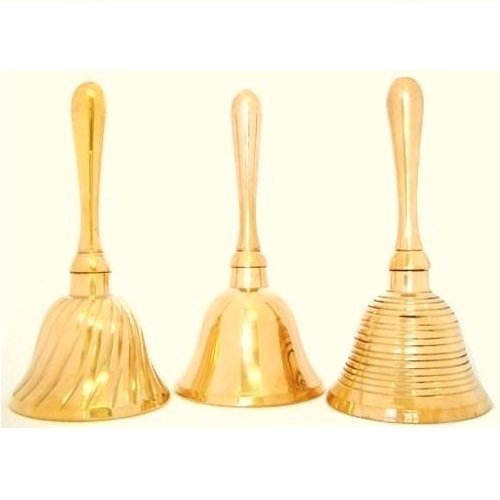 Mini Gold Brass Hand Bell Counter Desk Shop Hotel