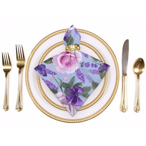 Servilletas de tela cuadradas pack x6 color blanco floral miniatura 3