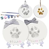 MYPAWLETS Paw Print Kit for Dog Cat(Makes 2),Soft & Pet Safe Clay, Pawprint Ornament with Customization Tool,Ribbons & Display Stands,Pet Paw Print Impression Kit,Gifts for Dog Lover