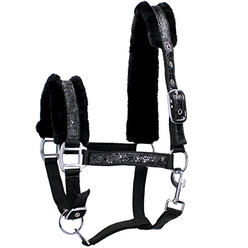 Cabestro Shetland HB Glamour negro para ponis pequeños