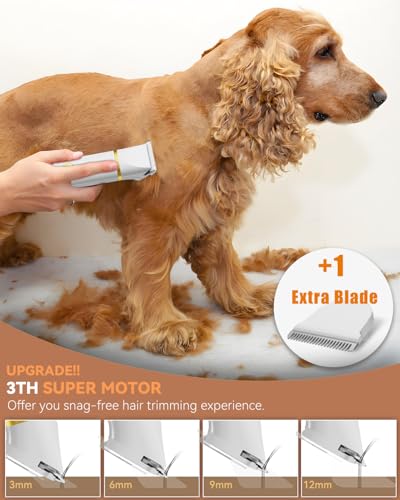 Image of unibono Dog Grooming Kit with Paw Trimmer, All-in-One Low Noise Electric Rechargeable Small Quiet Pet Clippers Foot Dog Hair Shaver with Stainless Steel Scissors and Comb for Dogs at Home