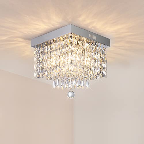 Modern Luxury Crystal Chandelier, Contemporary Raindrop Crystal Ball Square Chandelier Lighting Pendant Ceiling Lamp Flush Mount Ceiling Light Fixture Chandelier For Dining Room Bedroom Of Crystop #TOP11