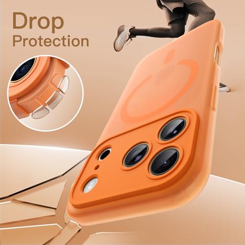 Image of JETech Magnetic Matte Case for iPhone 17 Pro Max, Orange | Compatible with MagSafe, Translucent Frosted Soft TPU Cover, Anti-Yellowing, Anti-Fingerprint, Shockproof