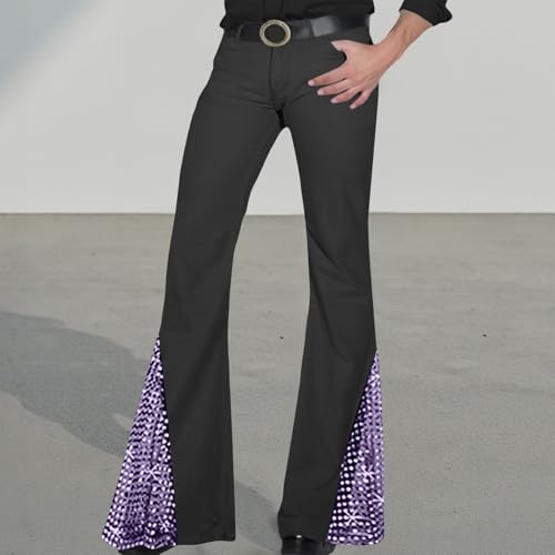 Mens Sparkling Sequin Bell Bottom Pants 60s 70s Disco Retro Baggy Stretch Hippie Fashionable Flare Jeans4
