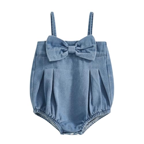 Summer Outfit Infant Baby Girl Romper Denim Sleeveless Halter Jumpsuit Bodysuit One Piece Clothes