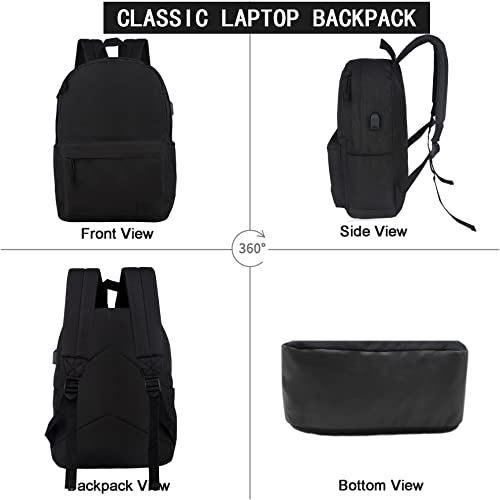 Image of SUPACOOL Lightweight School Backpack with Pencil Pouch, Backpack for School Boys and Girls(Black backpack set)