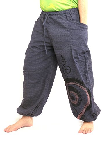 jing shop Harem Pants for Men & Women, Cotton Baggy Trousers, Adjustable Length, Drawstring Waist, 2 Pockets, One Size4