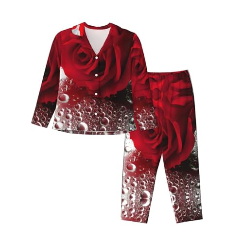 Pyjama 2 pièces manches longues rouge et rose pour vos dimanches détente à la maison