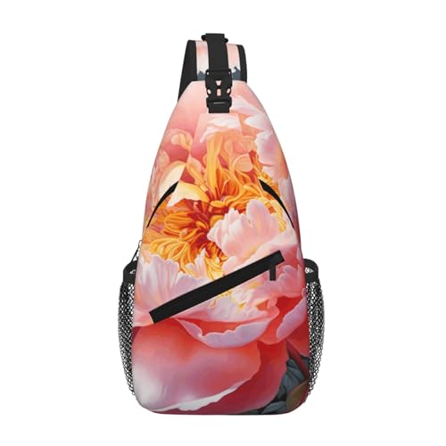 Sac à bandoulière léger imprimé pivoine pour voyage et randonnée