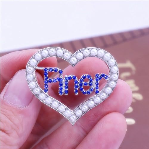 Image of Sorority Silver Soror Heart Letters Finer Brooch Zeta Greek Society Jewelry For Women