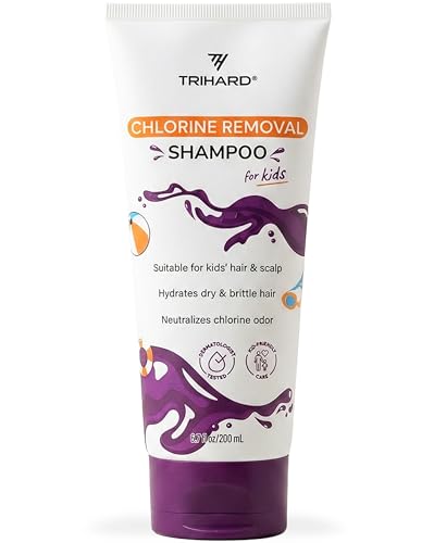 TRIHARD Kids Chlorine Defense Shampoo Childrens Swim Shampoo to Protect and Hydrate Hair from Pool and Ocean Gentle Post Swim Saltwater and Chlorine Removal Hair Care