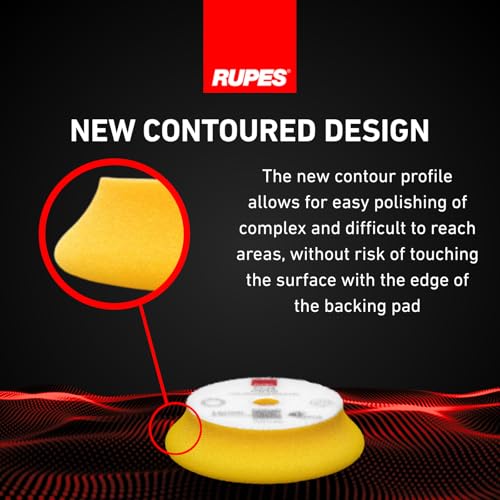 Image of RUPES 9.DA100M Pack of 12 Yellow D-A Fine Finishing Foam Pads 100mm | Ideal for Paint Correction | Moderate to Fine Defect Removal | Compatible with 4 inch Backing Plate