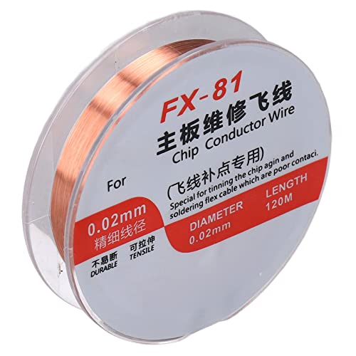 Emaillierter Draht, hohe elektrische Leitfähigkeit, isoliert, dehnbar, Kupferdraht, bruchsicher, 5 Stück für flexible Kabel (FX 81, 0,02 mm Durchmesser)