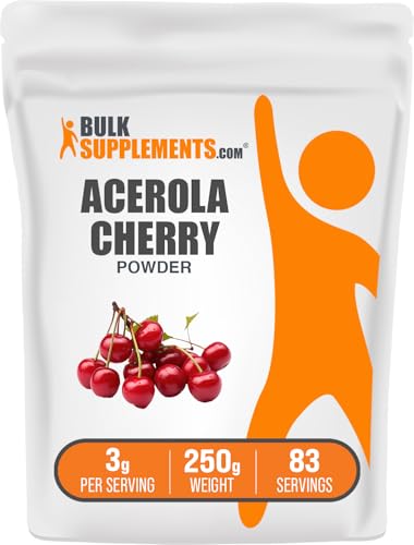 BulkSupplements.com Acerola Cherry Powder - Fruit Powder Acerola Cherry Supplement Vitamin C Supplement - Gluten Free 3g per Serving 250g (8.8 oz) (Pack of 1)